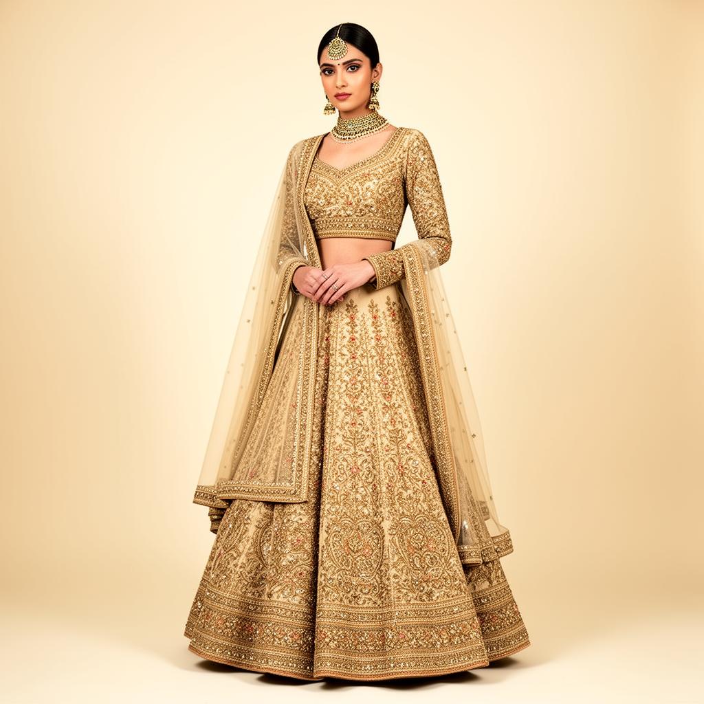 Bridal Gold Chikankari Garara Set