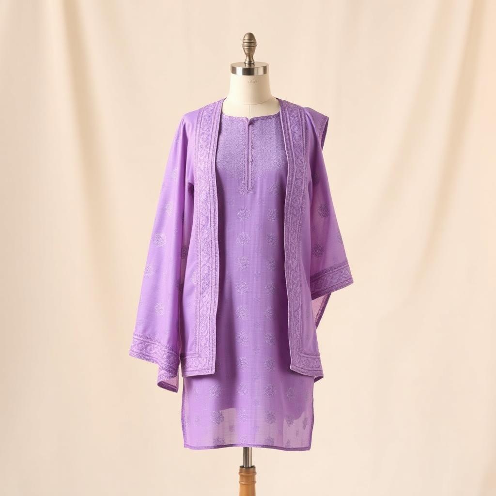 Lavender Mukaish Chikankari Kurta Set