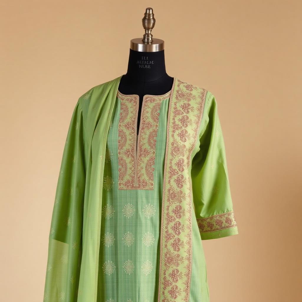 Sage Green Chikankari Kurta Set with Dupatta
