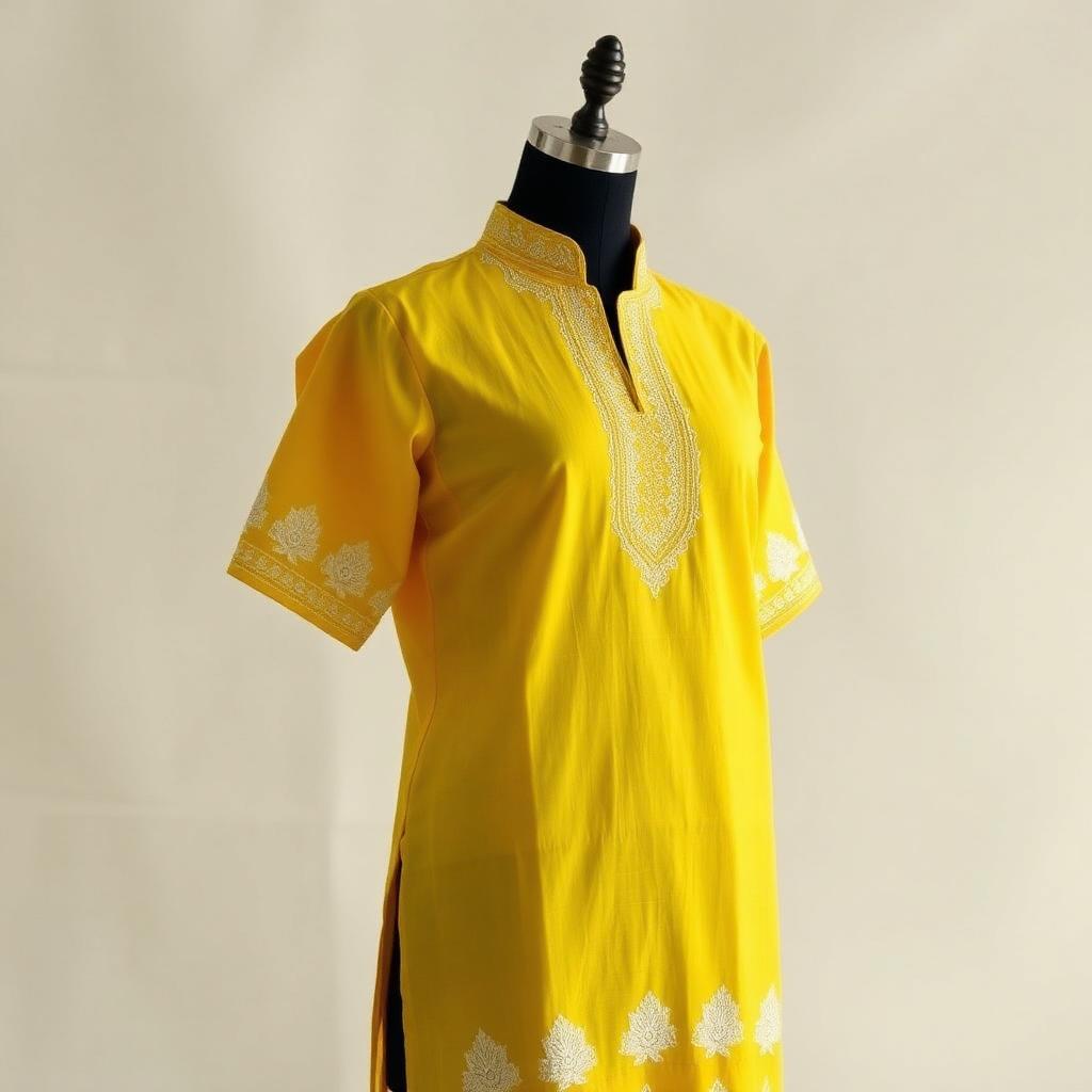 Sunshine Yellow Cotton Chikankari Kurti