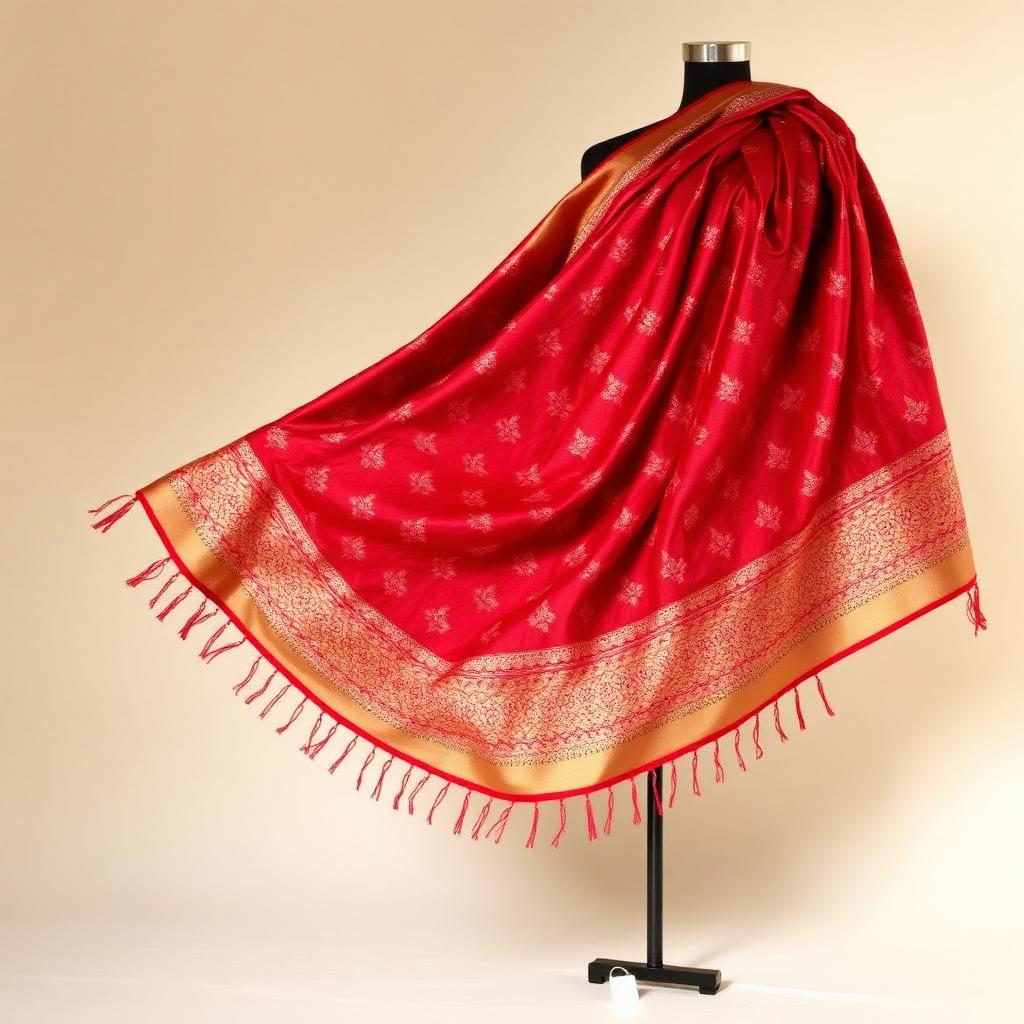 Royal Red Silk Chikankari Saree with Zari Border