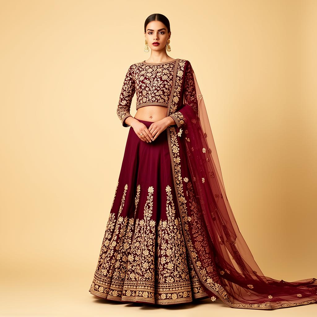Royal Maroon Chikankari Sharara Set